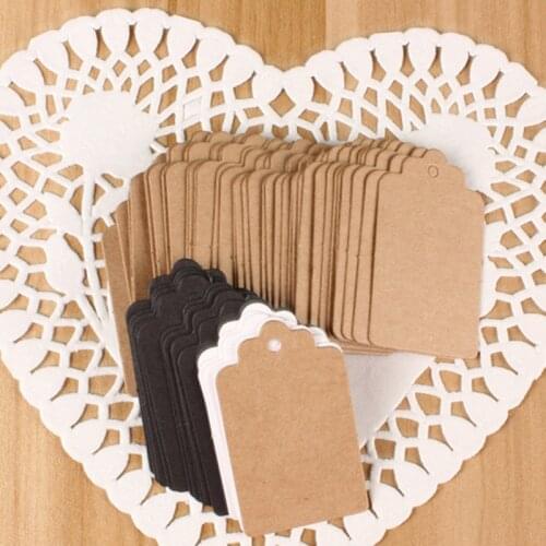 100PCS Natural Brown Kraft Paper Tags With Jute Twine For DIY Gifts Crafts Price Tags Luggage Tags Name Tags Scallop Label