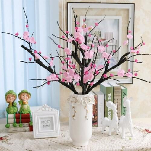2Pcs Artificial Plum Blossom Flowers 90cm Long Simulation Plants Tree Branch Silk Flowers for Home Decoration Hotel Display