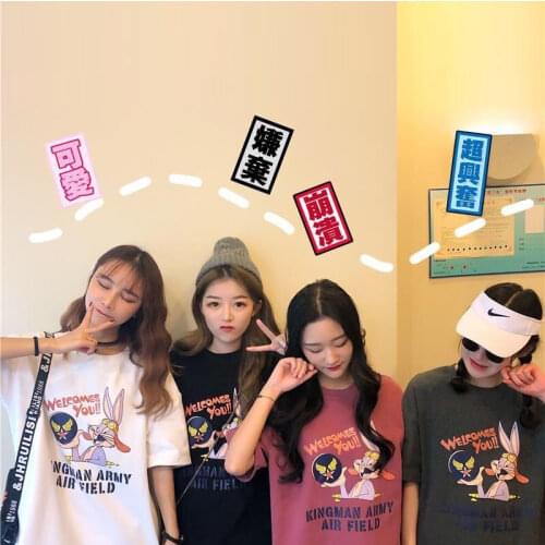 2021 INS Summer Women Tees Harajuku Kawaii Tshirts Clothing Anime Ulzzang Loose Short Sleeved Oversized T-Shirts Women Tops y2k