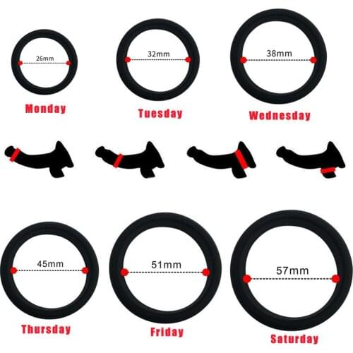 6PCS Penis Rings Cock Rings Difference Sizes Penis Trainer Delay Ejaculation High Elasticity Dildo Extender Sex Toys for Men