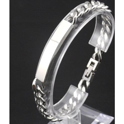AMUMIU Promotion Stainless Steel ID Bracelet For Women Men 2022 Jewellery Fashion Chain Cuff, Wholesale Items KB014