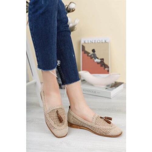 Beige Straw Womens Flat Bottom 2021 Summer Fashion Casual Wear