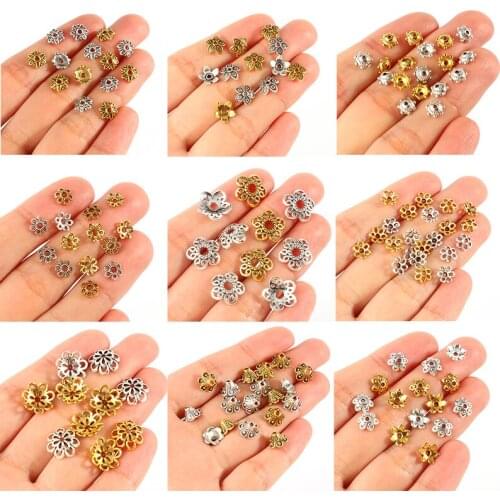 20-100pcs Fashion Metal Beads Big Hole Fashion Gold Silver Color Hollow Alloy Beads for Jewelry Making Supplies Accessories DIY