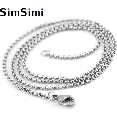 Simsimi Stainless Steel 2mm Rolo Chain Women Necklace O chain 16-35inch popular necklaces wholesale 10pcs