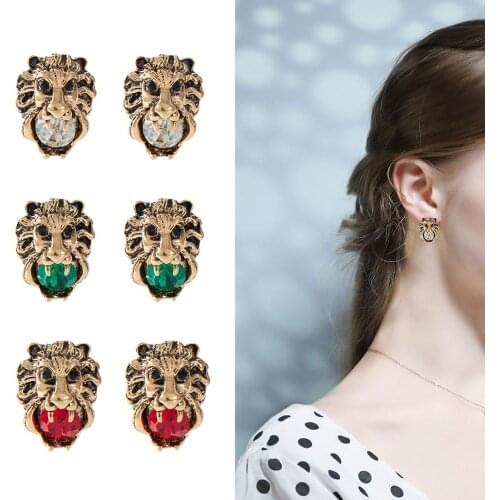 EASYA New Arrival Animal Metal Women Trendy Stud Earrings Tiger Head EarringsLover Gifts Jewelry