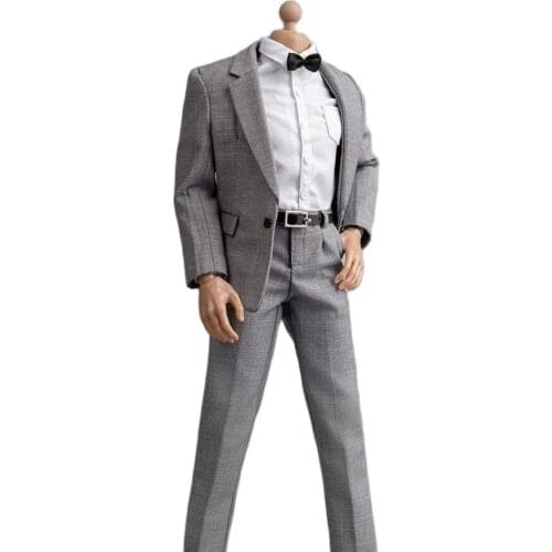 1/6 Scale ZYTOYS ZY5038 Male Suit Clothes Set Fit 12" PH HT Action Figure Grey