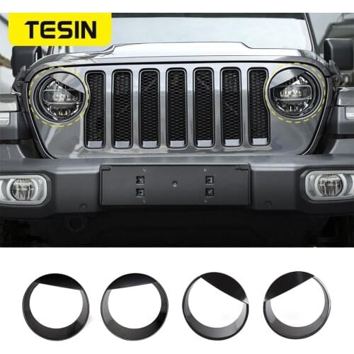 TESIN Lamp Hoods For Jeep Gladiator JT 2018+ Car Head Light Lamp Decor Headlight Cover Accessories For Jeep Wrangler JL 2018