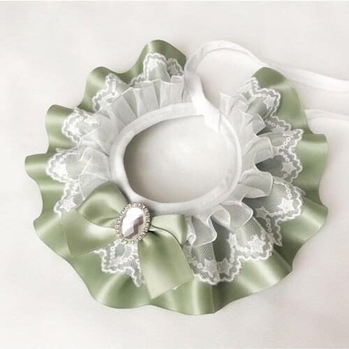 Pet Dog Accessories Handmade Puppy Ribbon Collar Bow-Knot Neckties Bell Crystal For Small Dogs Necklace Bib Bow Tie Poodle Pug