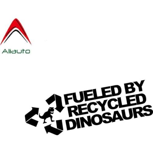 Aliauto Fashion Car Sticker Fueled By Recycled Dinosaurs Vinyl Waterproof Sunscreen Reflective Decals Black/silver,14cm*4cm