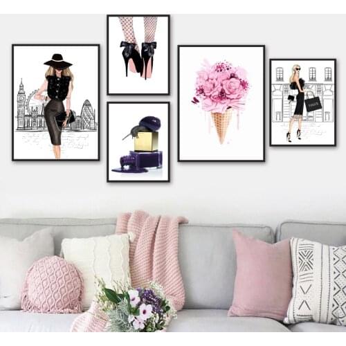 Fashion Girl Nail Polish Snail High Heel Wall Art Canvas Painting Nordic Posters And Prints Wall Pictures For Living Room Decor