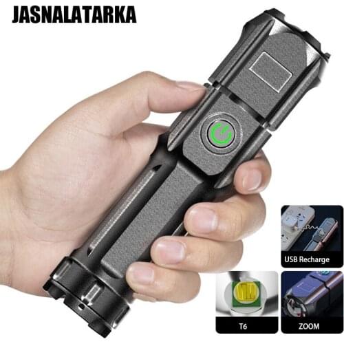 Powerful Flashlight Tactic USB Rechargeable Zoom High Power Flashlight Hiking Lamp Camping Torch High Light Ultra Bright Lantern