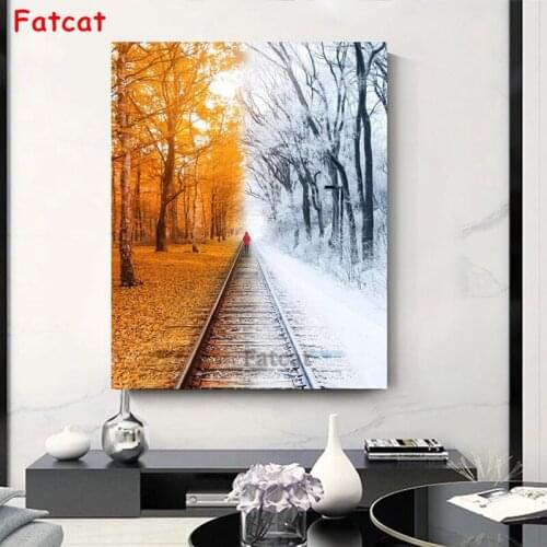 Full Square Round Drill 5D DIY Diamond Painting Autumn Scenery Diamond Embroidery Cross Stitch Kit Snow Scene Gift Decor PP2372