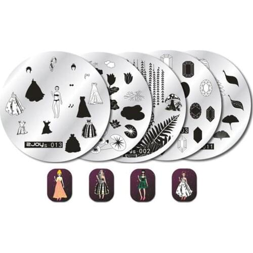 Nail Art Stamp Stamping Plates Template Set Cute Animal Flower Rose Lace Image 5.5cm Round Manicure Plate