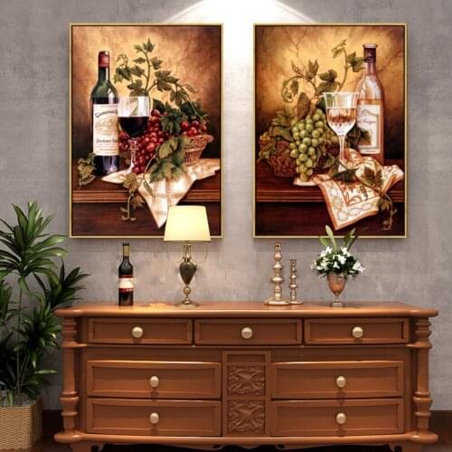 Retro Wall Art Poster Wine Picture Vintage Beer Canvas Paintings Kitchen Wall Decor Posters and Prints for Living Room Frameless