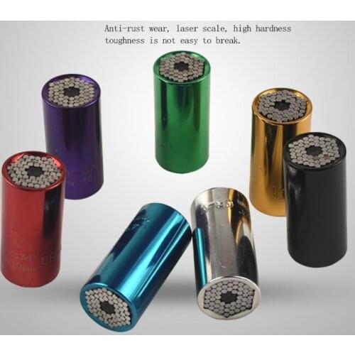 New arrival 7 colors optional 7-19mm 1/4 "-3/4" adjustable torque ratchet universal socket wrench hand tool drill kit