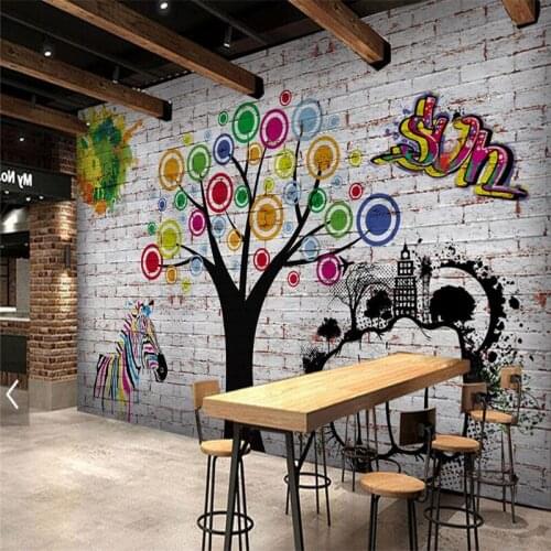 Beibehang 3 d wallpaper photo wallpaper sofa sitting room wall brick wall graffiti fist zebra 3 d custom wallpaper images