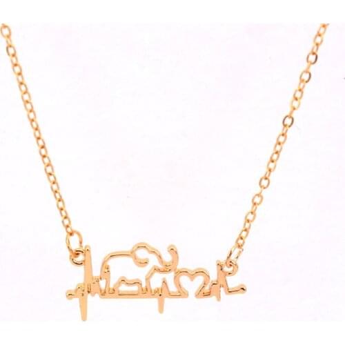 Hzew Electrocardiogram Elephant heart pendant necklace