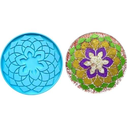 Mandala Coaster Epoxy Resin Mold Round Cup Mat Mug Pad Silicone Mould DIY Crafts Ornaments Home Decorations Casting Tools