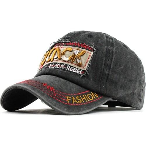 Hot Retro Washed Baseball Caps Adjustable Snapback Dad Hat For Men Bone Women Cap Casual Hat Letter Black Cap