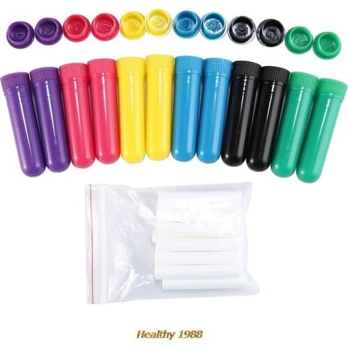 10pcs/lot Muti Color Empty Blank Nasal Containers Essential Oil Aromatherapy Blank Nasal Inhaler Tubes (10 Complete Sticks)