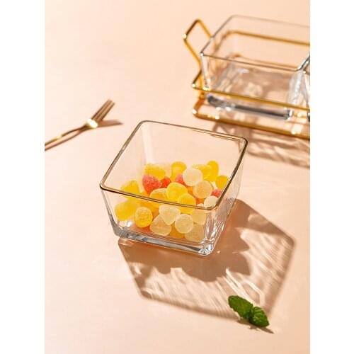 Modern Snack Candy Plate тарелка Glass Grid Fruit Plate Home Living Room Fruit Platos Light Luxury Style тарелки для еды