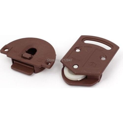 Dark Brown Plastic 3.6mm Mount Hole Drawer Sliding Door Roller Plate Set