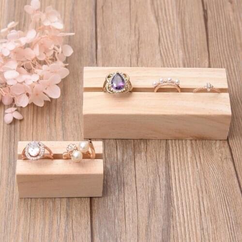 Solid Wood Ring Display Card Slot Price Tag Display Log Earrings Earring Holder To Ring Display Jewelry Holder