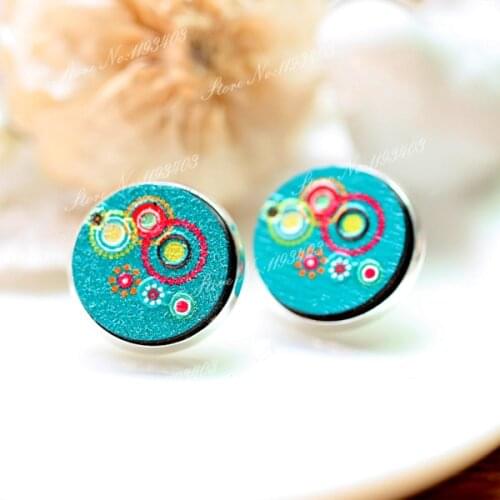 Unique 3D Embossed 16mm Round Coloured Drawing pattern Laser Cut wood Cabochon DIY for Rings, Earring,Brooch,Necklace