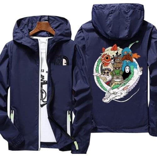 Spring jacket mens Spirited Away print street windbreaker hoodie Reflective zipper thin jacket women waterproof jacket coat