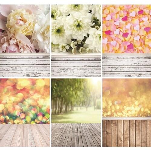 SHENGYONGBAO Vinyl Custom Photography Backdrops Prop Flower and wood Planks Photo Studio Background 91223SF-59