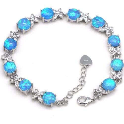 SZ0118 2021 new design blue and white fire opal geometric rhodium-plated bracelet female bracelet wholesale fashion jewelry gift
