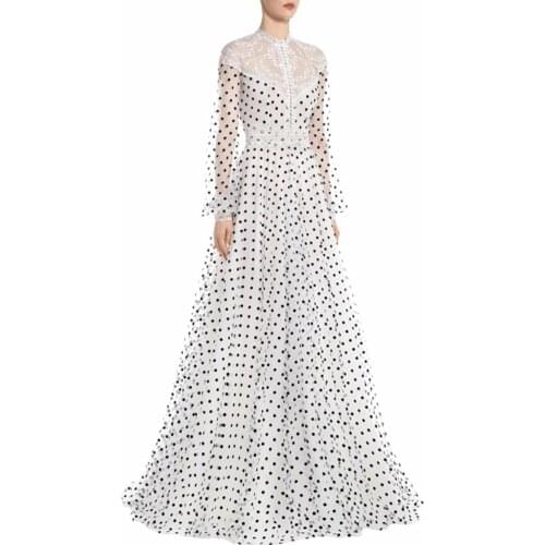 Womens dress 2021 new fashion lace polka dot design sense to put on ladies temperament long summer dress women