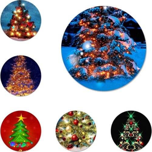 58mm Merry Christmas Tree Icons Pins Badge Decoration Brooches Metal Badges For Clothes Backpack Decoration
