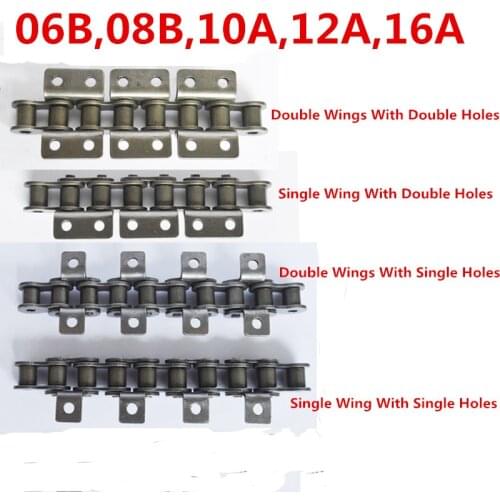 06B,08B,10A,1.5M Length High Quality Drive Roller Chain Machine Transmission Conveyor Chain With Single Double Hole Attachment