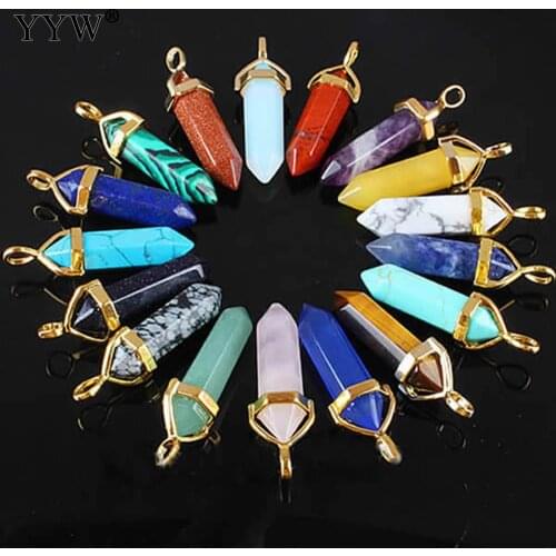 1 PCS Natural Stone Charms Chakra Pendants Quartz Rock Crystal Pendants Clear Chakras Gem Stone Fit Necklace Making Assorted