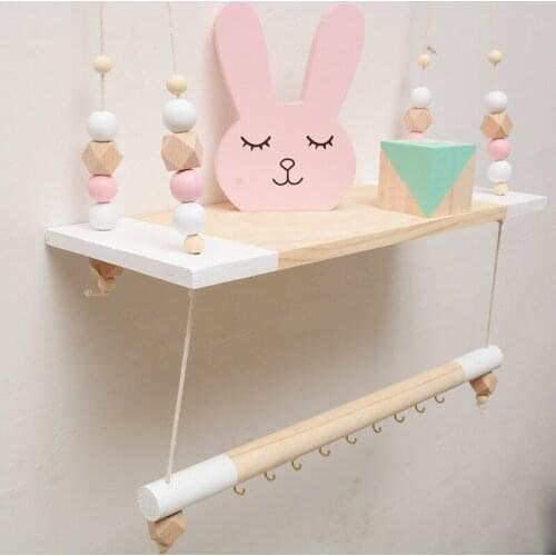 2021 Nordic Wooden Wall Shelf Clothes Rack Baby Room Wooden Wall Storage Shelves Kids Room Wall Decor Photography Props Gifts