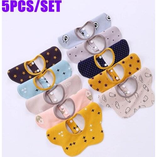 5pcs Baby Bibs 360 Degree Cotton Waterproof Flower Bibs Kids Boy Girl Burp Cloths Round Bandana Scarf Saliva Towel Baby Stuff