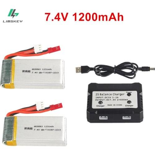 7.4V 1200mAh Battery For MJX X101 X102 RC Drone Battery For Yi zhang X6 H16 H40WH V262 V333 V353B V666 Quadcopter Spare Parts