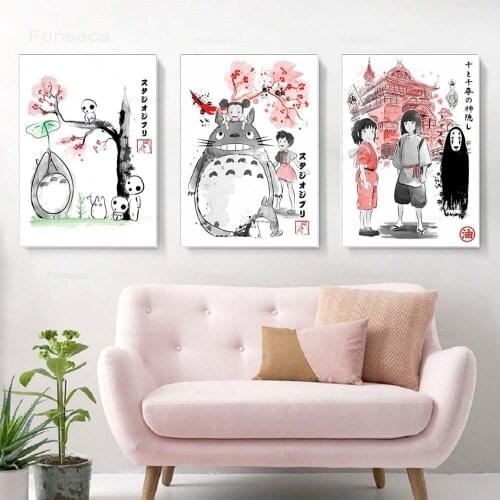 Anime Movie Canvas Painting Totoro Away Wall Art Posters and Print Vintage Pictures For Kid Room Home Decoration Unframed