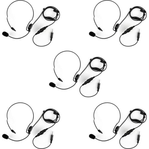 Artudatech 5Pcs 3.5mm Single Ear PTT Behind the Head Headset For YAESU VX120 VX6R VX7R Walkie Talkie