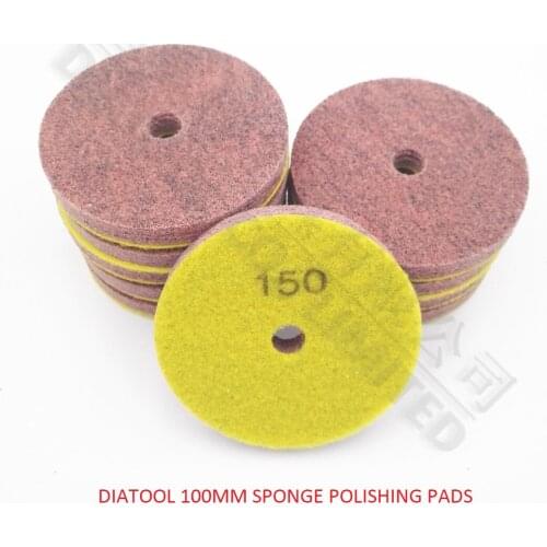 DIATOOL 10pcs 100MM Sponge Diamond Polishing Pads for marble artificial Stone Wet sanding discs