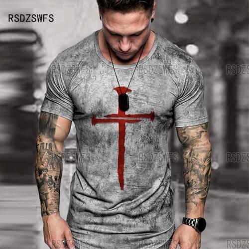 Fashion Cross 3D Printed T-Shirt For Men Summer Leisure Vent Sports Breathable Short Sleeve Tops Casual Fitness Men Tees
