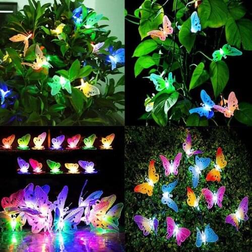 12/20 Led Solar Powered Butterfly Fiber Optic Fairy String Waterproof Lights Christmas Outdoor Garden Holiday Decoration Lights