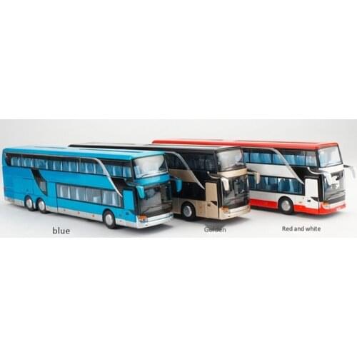 Hot 1:32 High Simulation Double Sightseeing Bus Model Toy Children Birthday Gifts Cars Alloy Flashing Sound Vehicle Toys for Kid