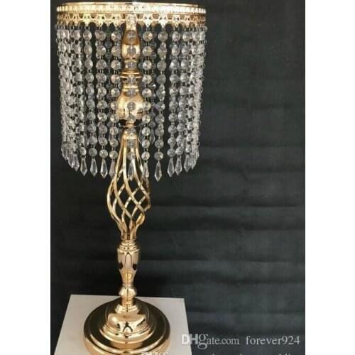 Crystal Acrylic Bead Wedding Centerpieces Flower Stand Elegant Candle Holder Crystal Candlestick Wedding Event Party Decoration