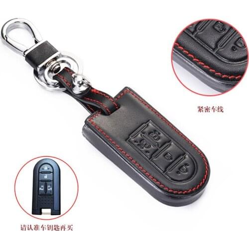 Leather Car Key Case Holder For Daihatsu Tanto LA610S LA150S Move Custom Moovecanvas LA800S LA600S Toyota 4 Button Remote Cover