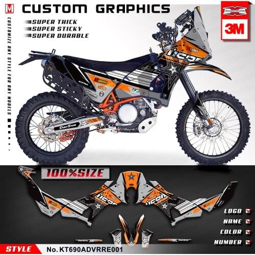 KUNGFU GRAPHICS Custom Decals Enduro Stickers Kit Vehicle Wraps for 690 Adventure Rally Raid EVO2 (Style no. KT690ADVRRE001)