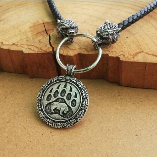 Lanseis 1pcs Viking bear paw pendant slavic bear talisman chrm pagan men necklace Nordic pendant.Celti talisman
