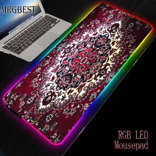 MRGBEST New Printing Red Persian Carpet Custom Non-slip Rubber RGB PadMouse 3D Game Durable Notebook Round Mouse Pad
