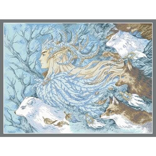 The Prince and The Wolves Counted Cross Stitch Kits Animal Embroidery Needlework Sets 11CT 14CT Diy Handmade Home Decor Painting